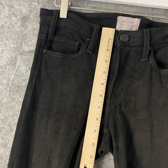 Mcguire Pants 27 Vegan Suede Black Newton Skinny Mid Rise Stretch - Picture 9 of 14